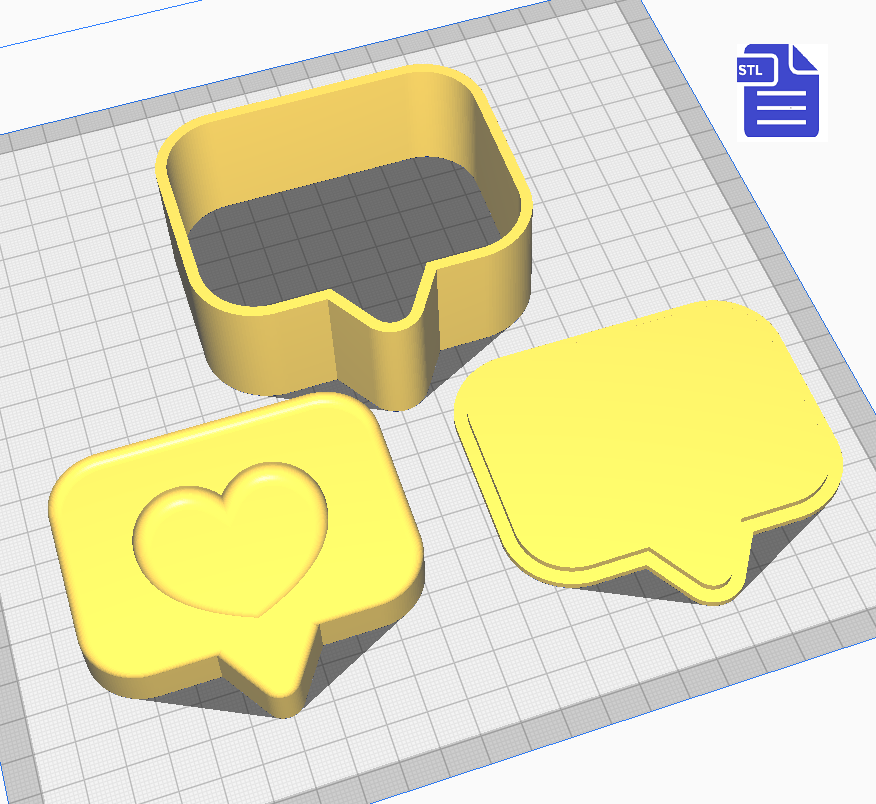 3pc Love Message Bath Bomb Mold STL File - for 3D printing - FILE ONLY - The Crafts and Glitter Shop