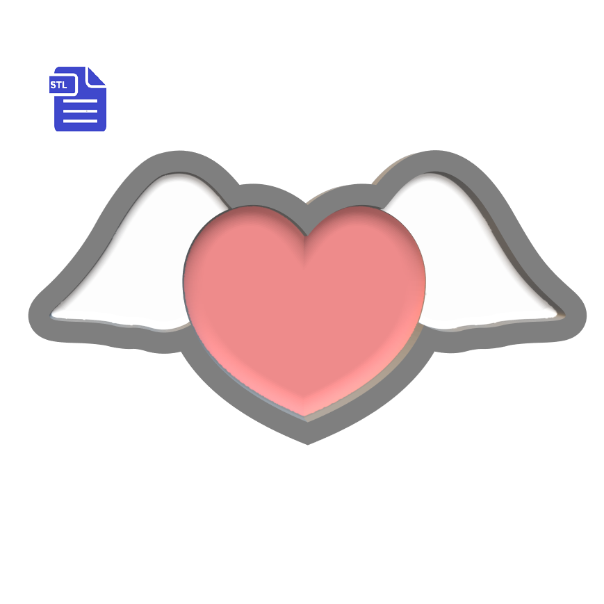 1pc Heart with Wings Bath Bomb Mold STL File - for 3D printing - FILE ONLY