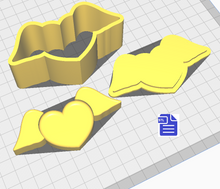 Load image into Gallery viewer, 3pc Heart with Wings Bath Bomb Mold STL File - for 3D printing - FILE ONLY