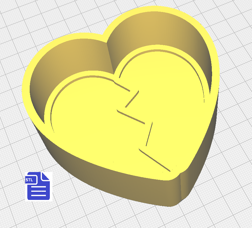 1pc Broken Heart Bath Bomb Mold STL File - for 3D printing - FILE ONLY