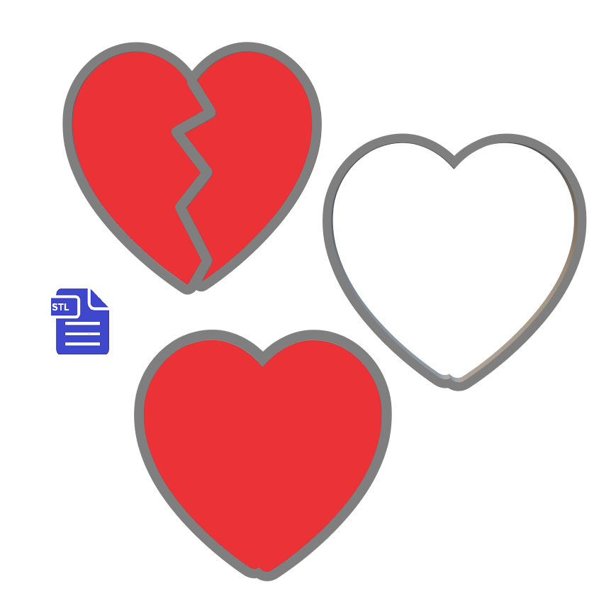 3pc Broken Heart Bath Bomb Mold STL File - for 3D printing - FILE ONLY - The Crafts and Glitter Shop