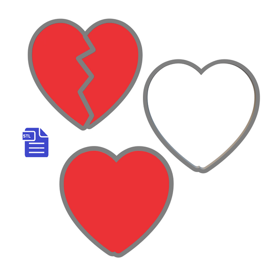 3pc Broken Heart Bath Bomb Mold STL File - for 3D printing - FILE ONLY - The Crafts and Glitter Shop