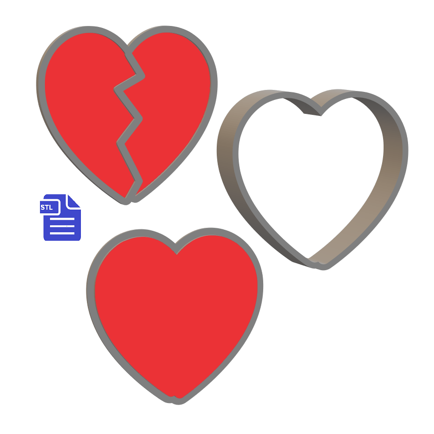3pc Broken Heart Bath Bomb Mold STL File - for 3D printing - FILE ONLY - The Crafts and Glitter Shop