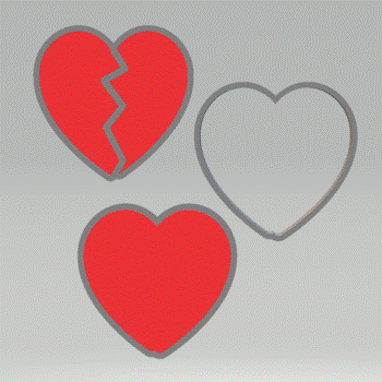 3pc Broken Heart Bath Bomb Mold STL File - for 3D printing - FILE ONLY - The Crafts and Glitter Shop
