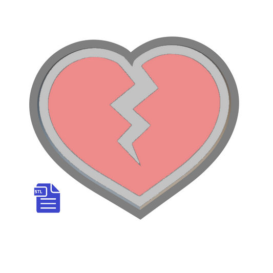 1pc Broken Heart Bath Bomb Mold STL File - for 3D printing - FILE ONLY