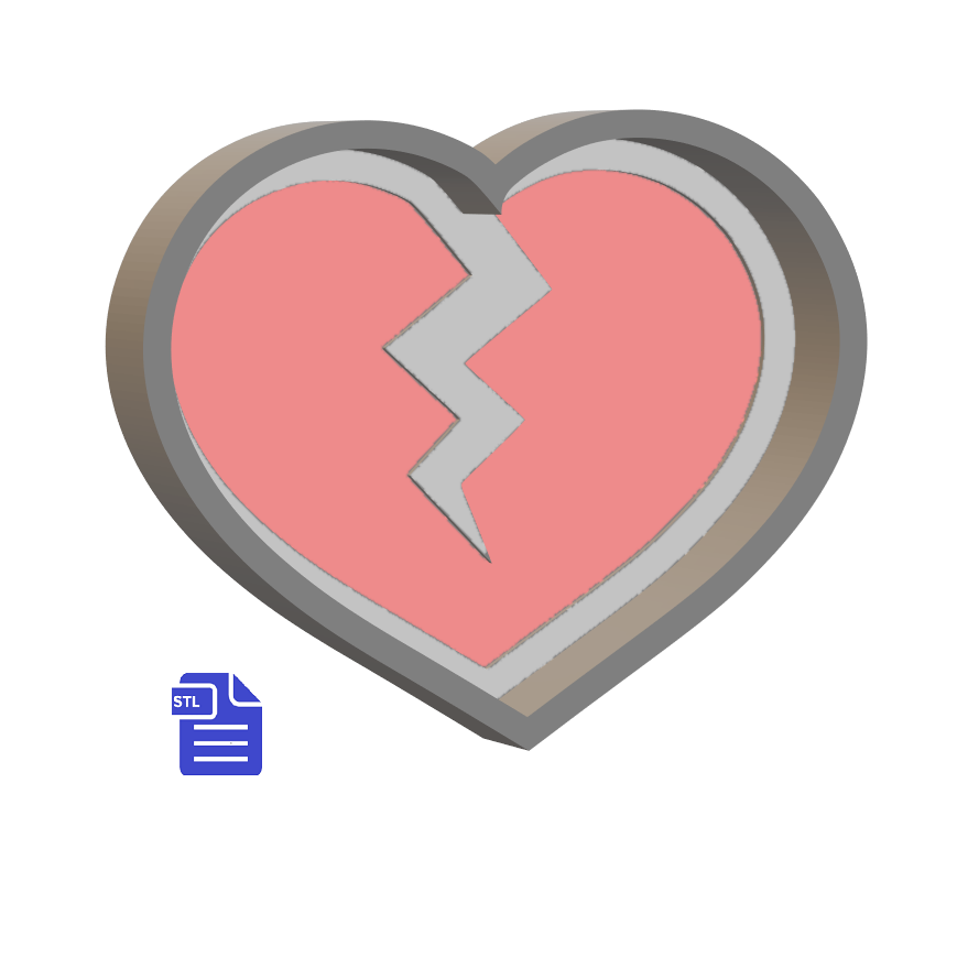 1pc Broken Heart Bath Bomb Mold STL File - for 3D printing - FILE ONLY