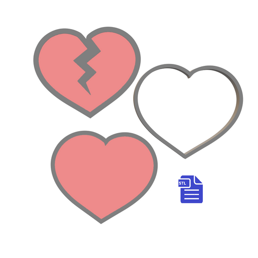 3pc Broken Heart Bath Bomb Mold STL File - for 3D printing - FILE ONLY - The Crafts and Glitter Shop