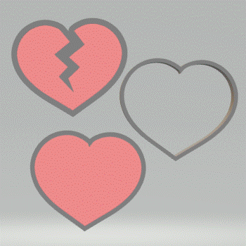 3pc Broken Heart Bath Bomb Mold STL File - for 3D printing - FILE ONLY - The Crafts and Glitter Shop