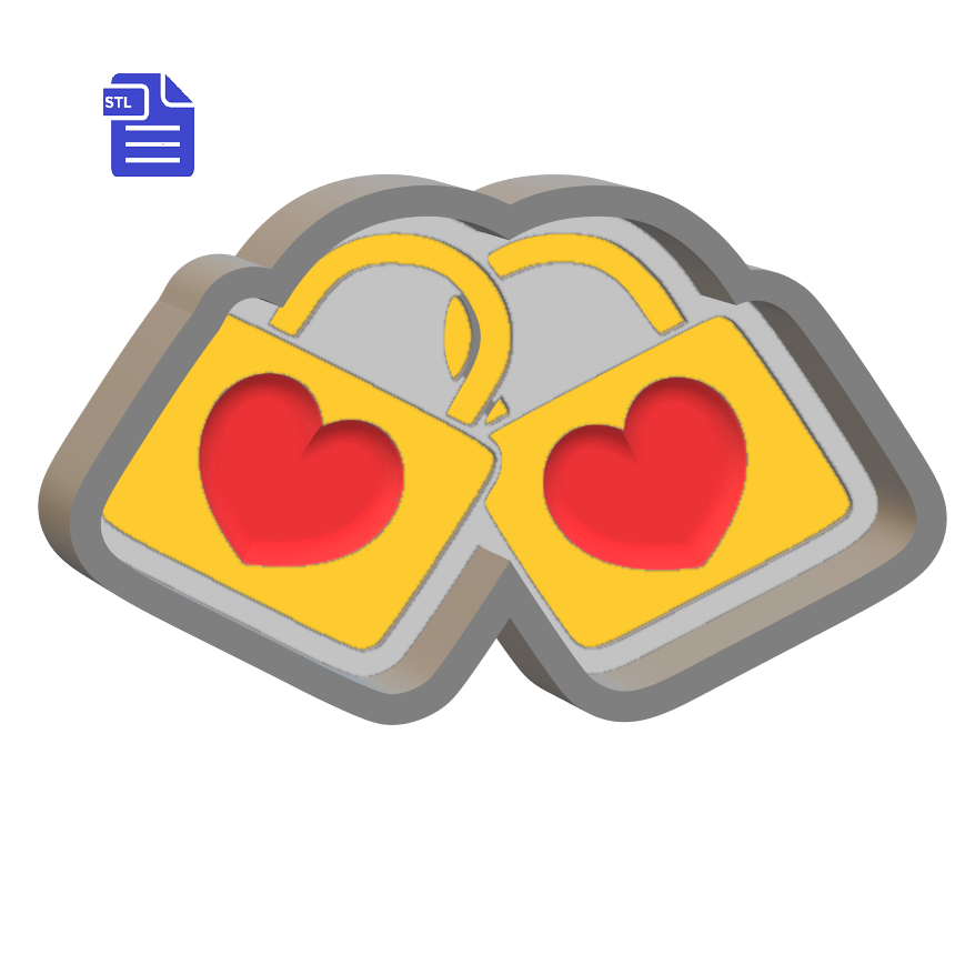 1pc Valentine Padlocks Bath Bomb Mold STL File - for 3D printing - FILE ONLY