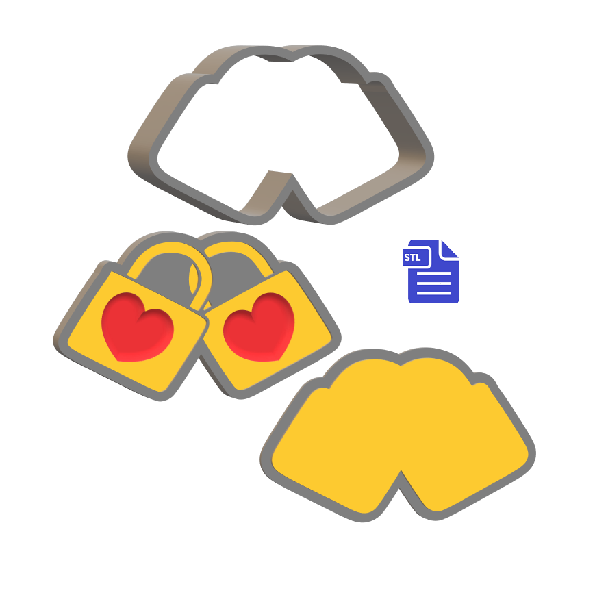 3pc Valentine Padlock Bath Bomb Mold STL File - for 3D printing - FILE ONLY - The Crafts and Glitter Shop