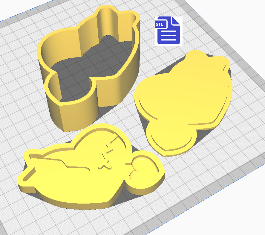 3pc Heart with Arrow Bath Bomb Mold STL File - for 3D printing - FILE ONLY - The Crafts and Glitter Shop