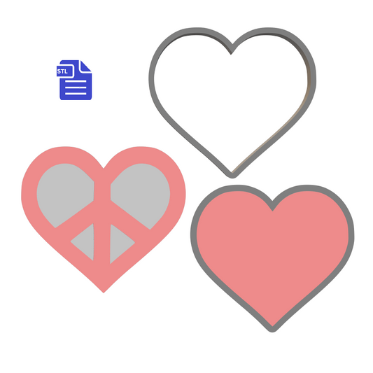 3pc Peace Heart Bath Bomb Mold STL File - for 3D printing - FILE ONLY - The Crafts and Glitter Shop