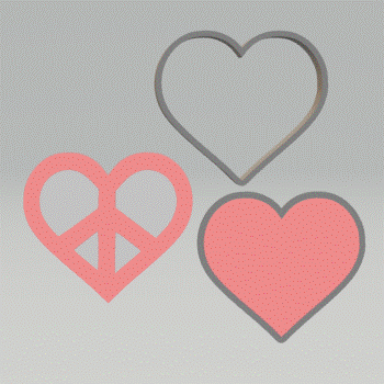 3pc Peace Heart Bath Bomb Mold STL File - for 3D printing - FILE ONLY - The Crafts and Glitter Shop