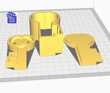 Load image into Gallery viewer, 3pc Heart Key Bath Bomb Mold STL File - for 3D printing - FILE ONLY