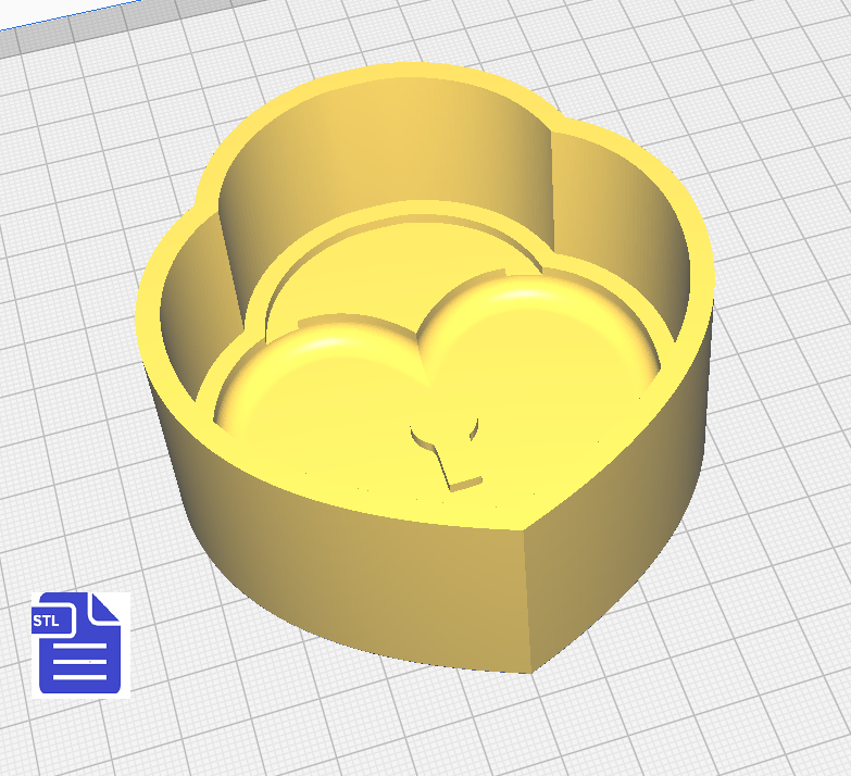 1pc Heart Locket Bath Bomb Mold STL File - for 3D printing - FILE ONLY