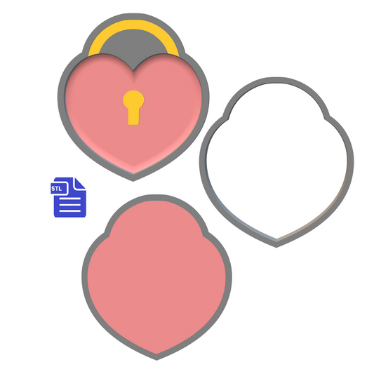 3pc Heart Locket Bath Bomb Mold STL File - for 3D printing - FILE ONLY - The Crafts and Glitter Shop