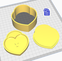 Load image into Gallery viewer, 3pc Heart Locket Bath Bomb Mold STL File - for 3D printing - FILE ONLY