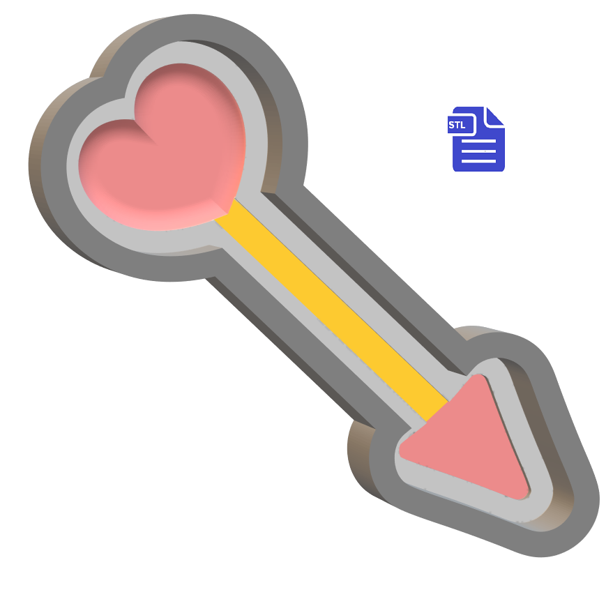 1pc Heart Arrow Bath Bomb Mold STL File - for 3D printing - FILE ONLY