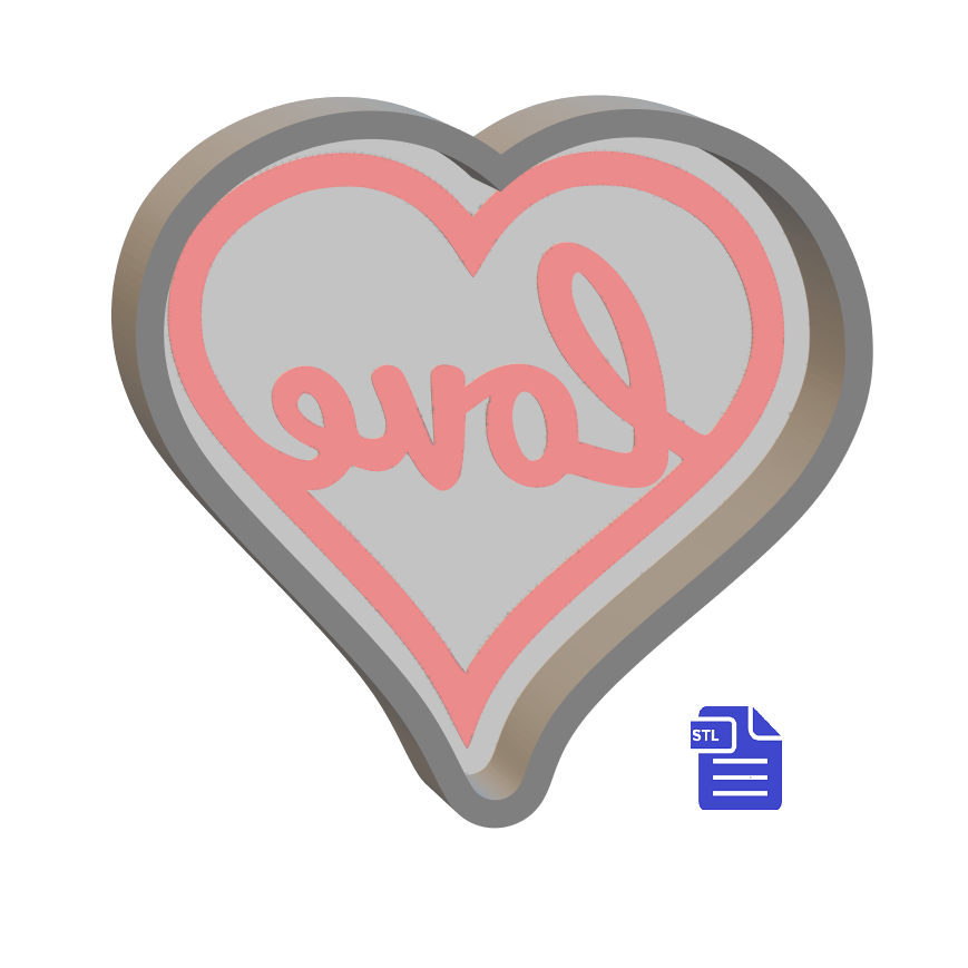 1pc Love Heart Bath Bomb Mold STL File - for 3D printing - FILE ONLY