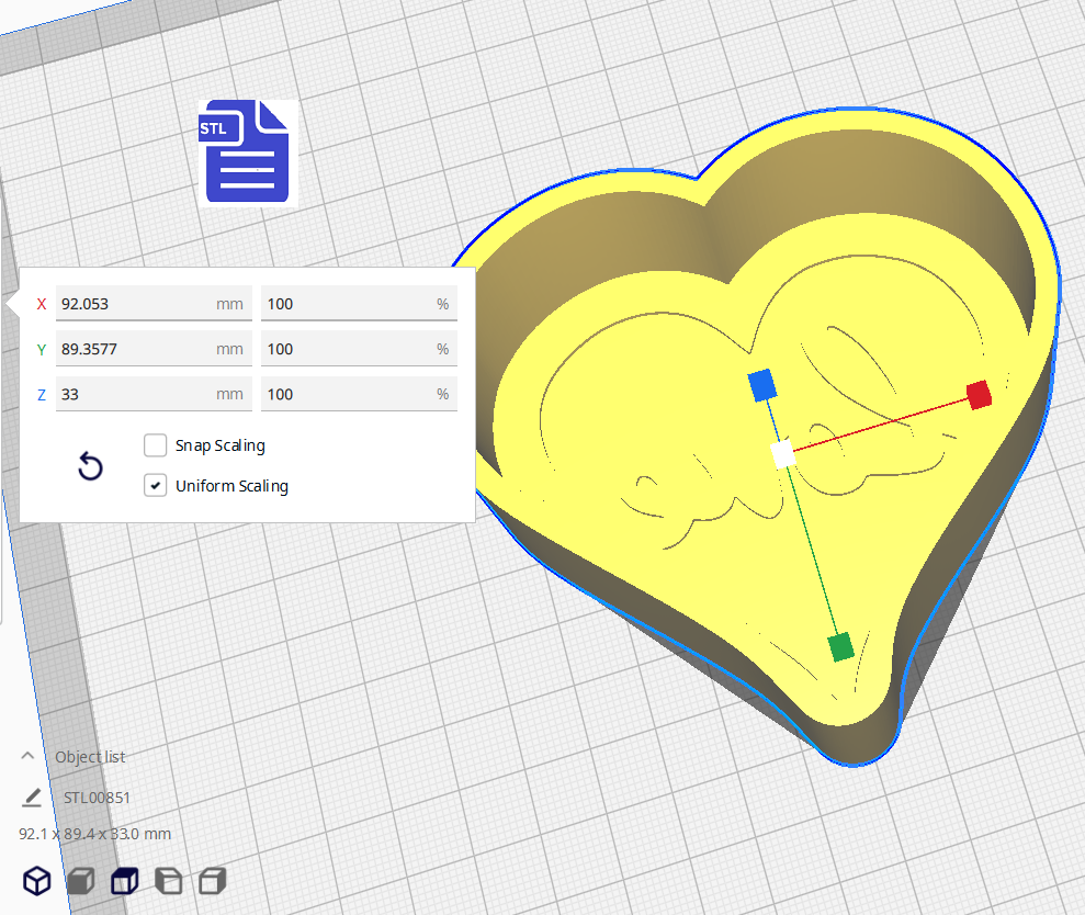 1pc Love Heart Bath Bomb Mold STL File - for 3D printing - FILE ONLY