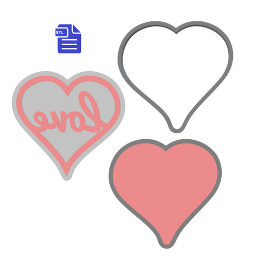 3pc Love Heart Bath Bomb Mold STL File - for 3D printing - FILE ONLY - The Crafts and Glitter Shop