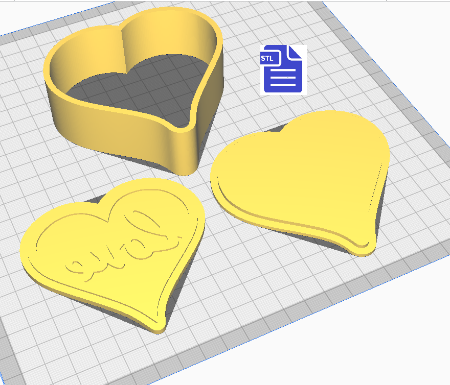3pc Love Heart Bath Bomb Mold STL File - for 3D printing - FILE ONLY - The Crafts and Glitter Shop