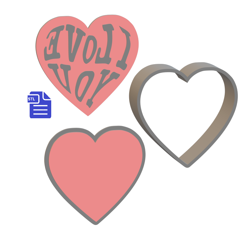 3pc I Love You Bath Bomb Mold STL File - for 3D printing - FILE ONLY - The Crafts and Glitter Shop