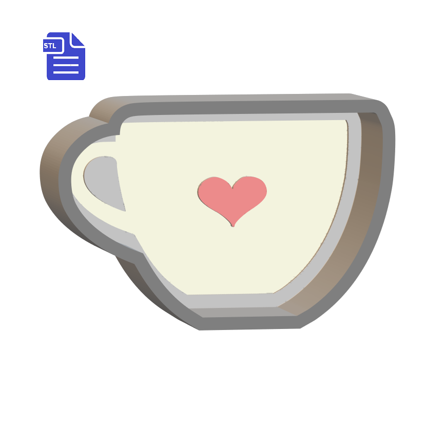 1pc Heart Teacup Bath Bomb Mold STL File - for 3D printing - FILE ONLY