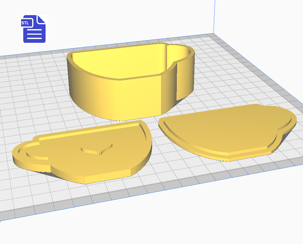 3pc Heart Teacup Bath Bomb Mold STL File - for 3D printing - FILE ONLY - The Crafts and Glitter Shop