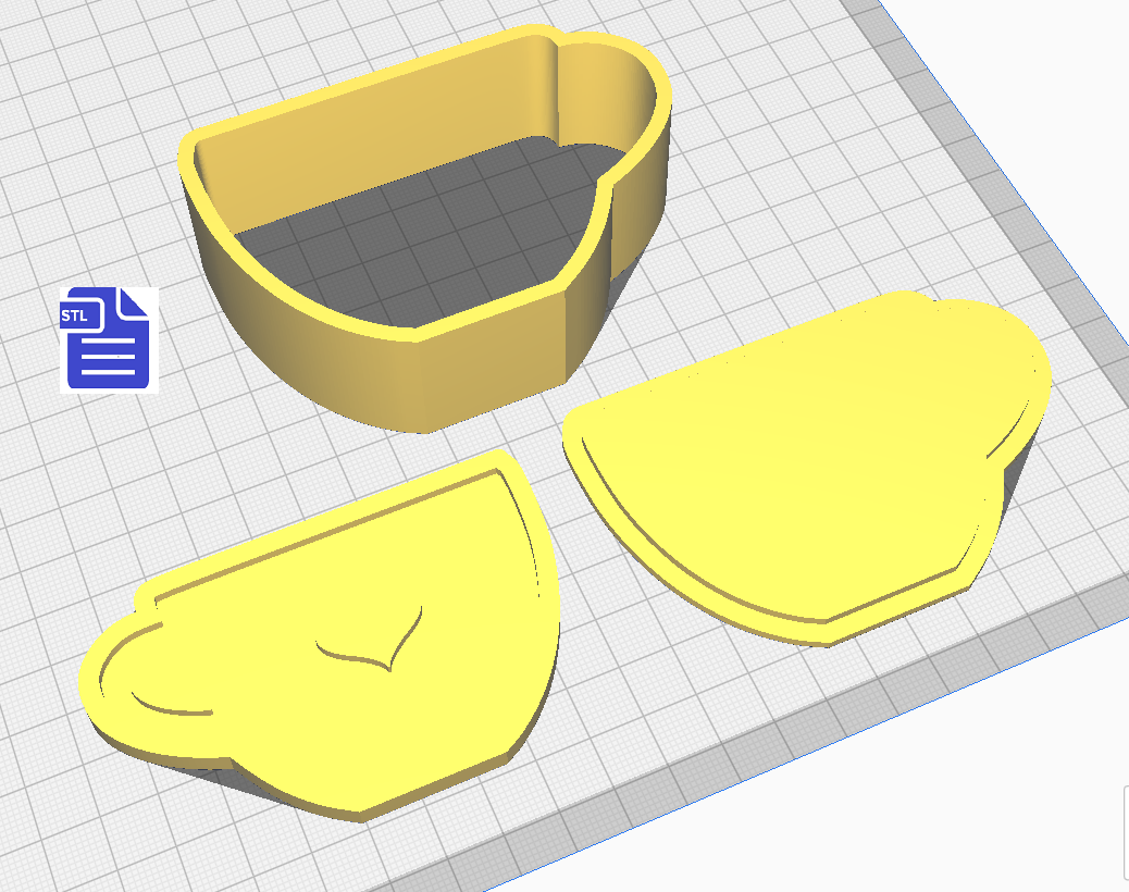 3pc Heart Teacup Bath Bomb Mold STL File - for 3D printing - FILE ONLY - The Crafts and Glitter Shop