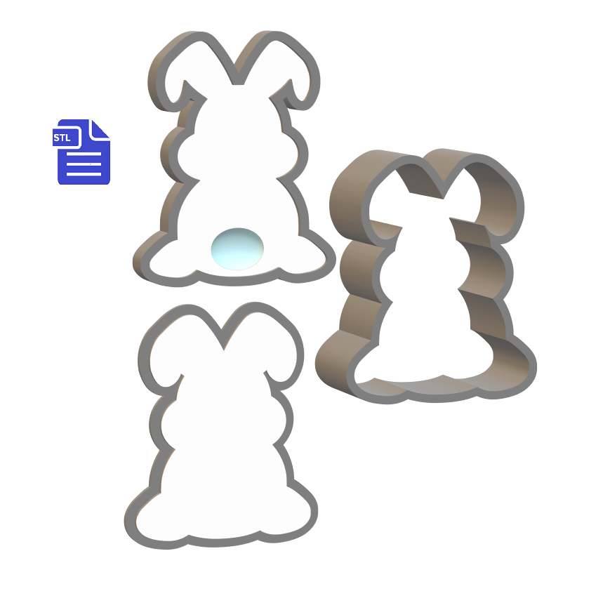 3pc Easter Bunny Bath Bomb Mold STL File - digital download for 3D printing - FILE ONLY - The Crafts and Glitter Shop