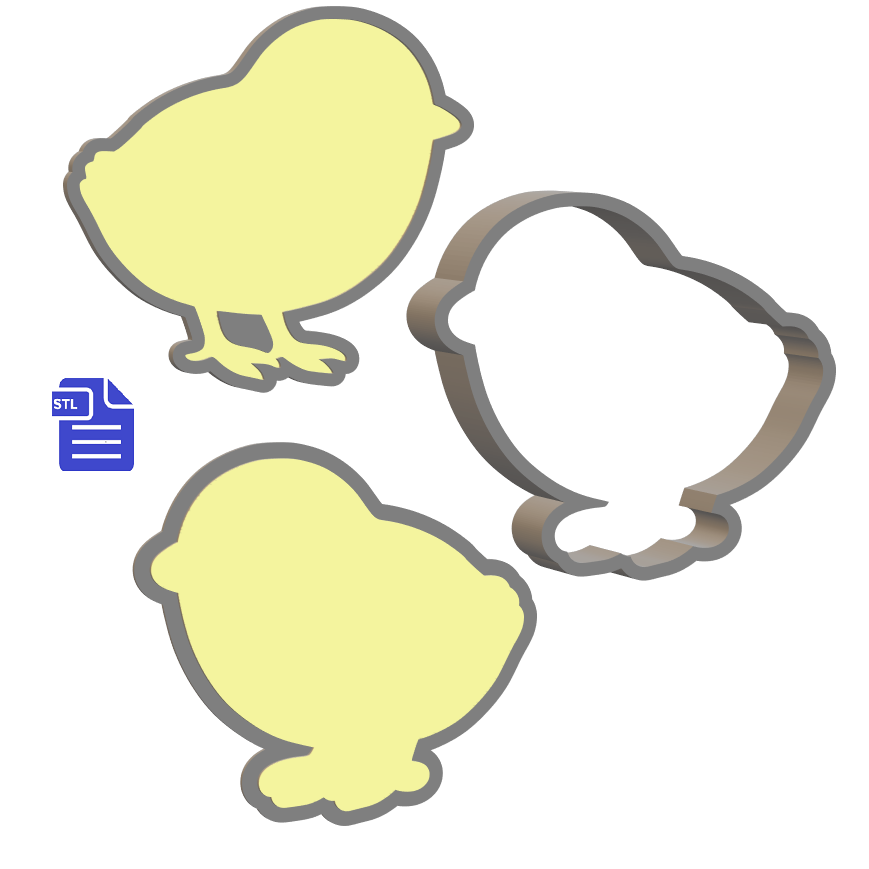 3pc Chick Bath Bomb Mold STL File - for 3D printing - FILE ONLY - The Crafts and Glitter Shop