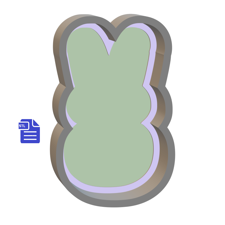 1pc Easter Bunny Silhouette Bath Bomb Mold STL File - for 3D printing - FILE ONLY