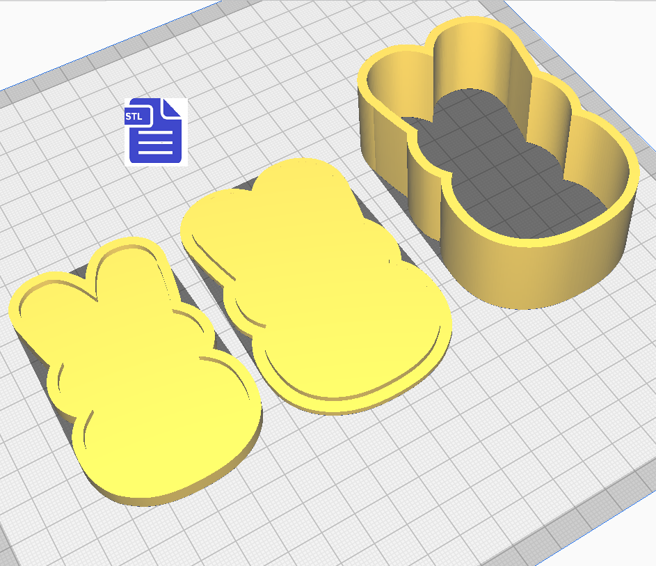 3pc Easter Bunny Bath Bomb Mold STL File - for 3D printing - FILE ONLY - The Crafts and Glitter Shop