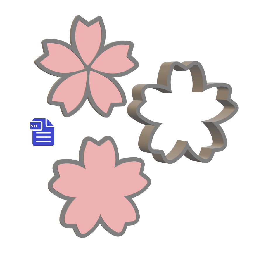 3pc Cherry Blossom Bath Bomb Mold STL File - for 3D printing - FILE ONLY - The Crafts and Glitter Shop