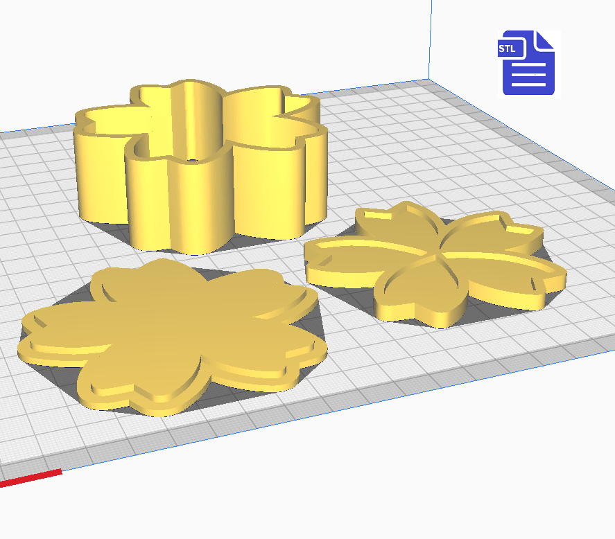 3pc Cherry Blossom Bath Bomb Mold STL File - for 3D printing - FILE ONLY - The Crafts and Glitter Shop
