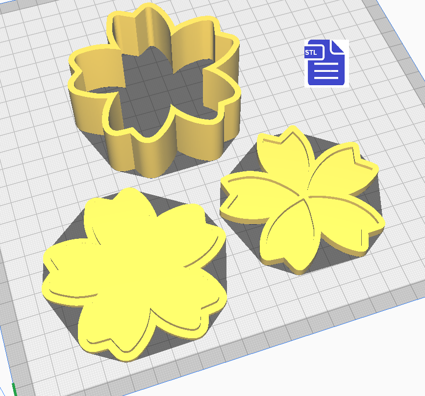 3pc Cherry Blossom Bath Bomb Mold STL File - for 3D printing - FILE ONLY - The Crafts and Glitter Shop