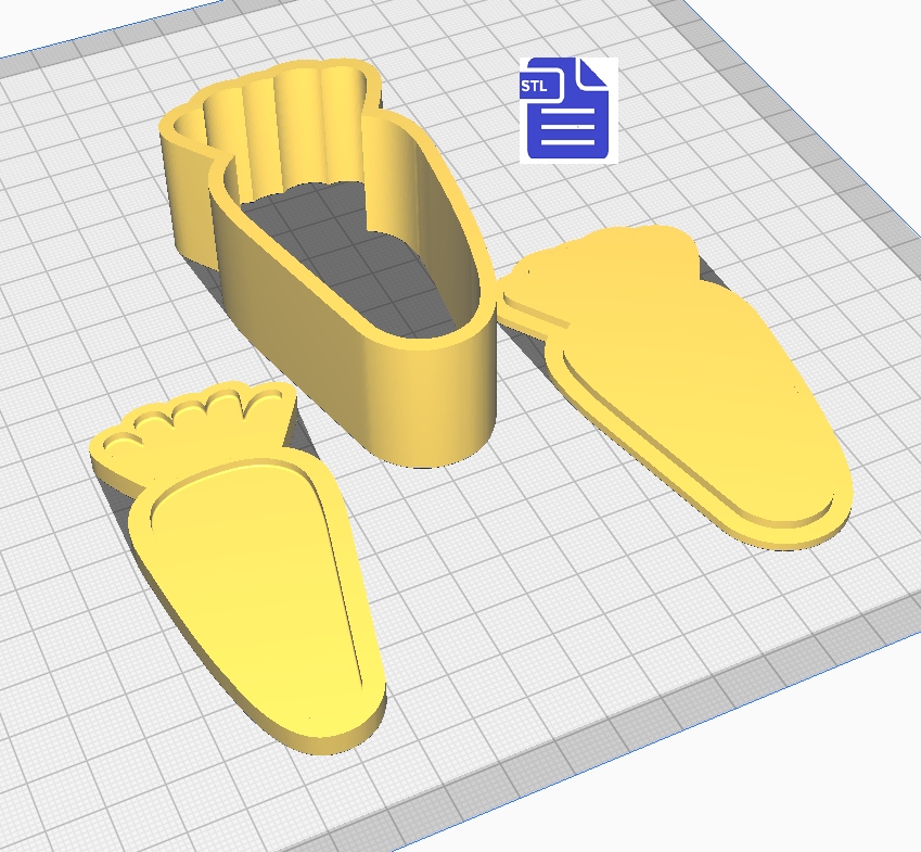 3pc Carrot Bath Bomb Mold STL File - for 3D printing - FILE ONLY - The Crafts and Glitter Shop
