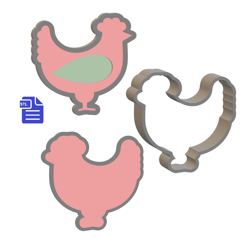 3pc Chicken Bath Bomb Mold STL File - for 3D printing - FILE ONLY - The Crafts and Glitter Shop