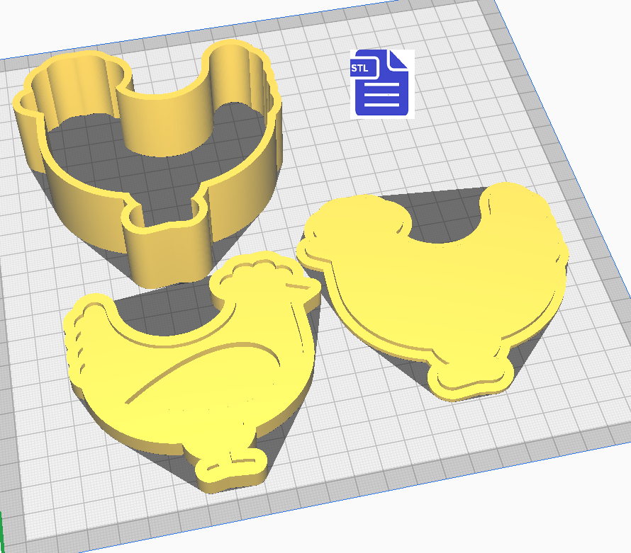 3pc Chicken Bath Bomb Mold STL File - for 3D printing - FILE ONLY - The Crafts and Glitter Shop