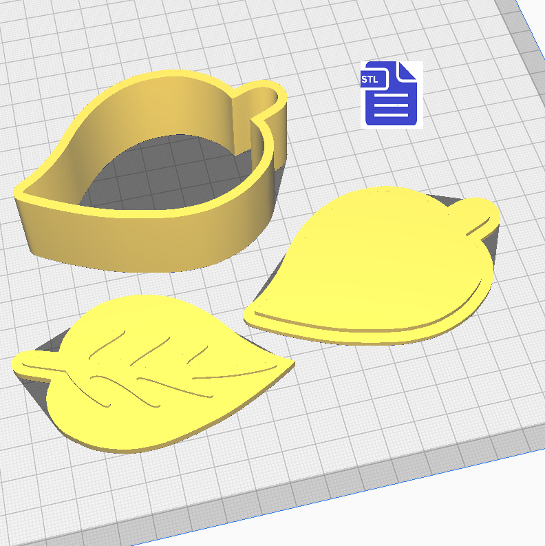 3pc Leaf Bath Bomb Mold STL File - for 3D printing - FILE ONLY - The Crafts and Glitter Shop