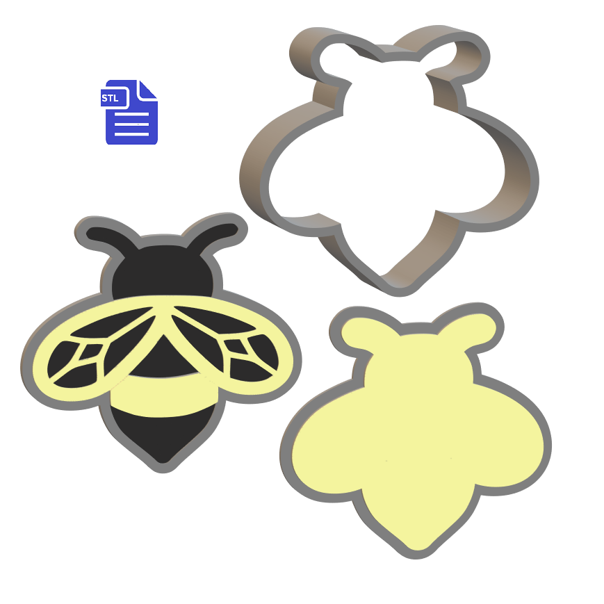 3pc Bee Bath Bomb Mold STL File - for 3D printing - FILE ONLY - The Crafts and Glitter Shop