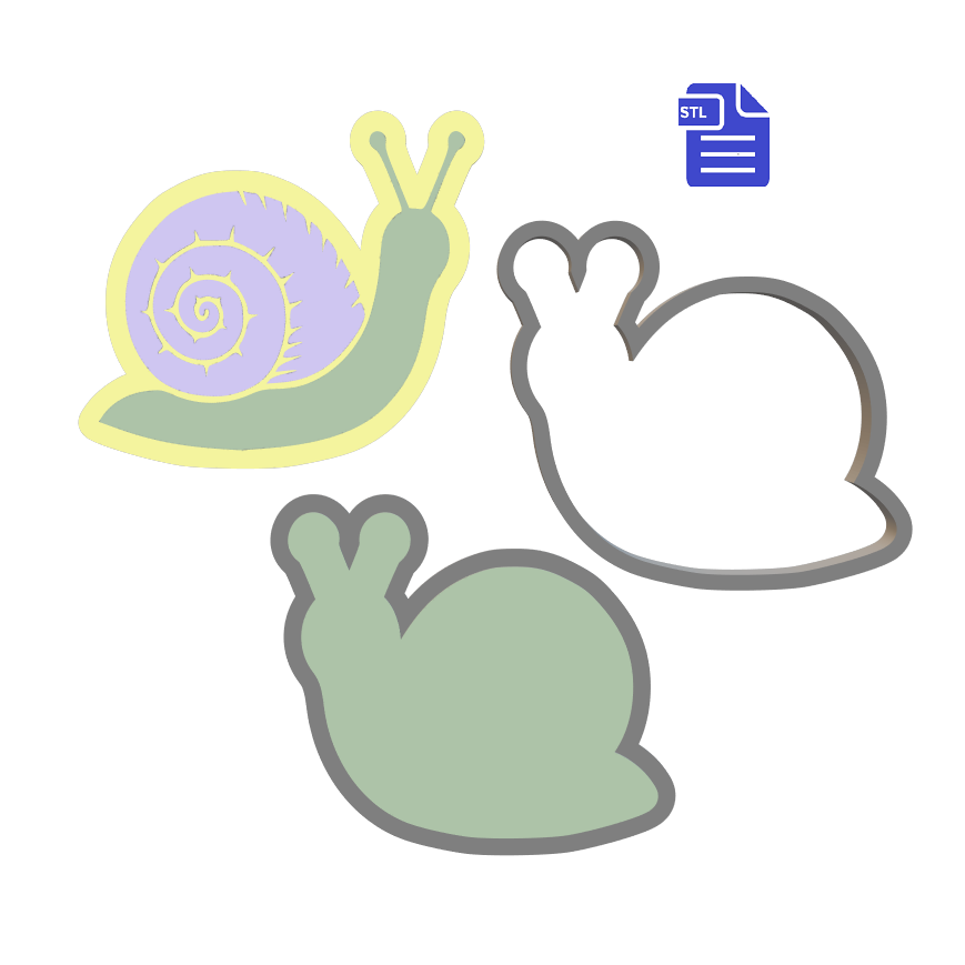 3pc Snail Bath Bomb Mold STL File - for 3D printing - FILE ONLY - The Crafts and Glitter Shop