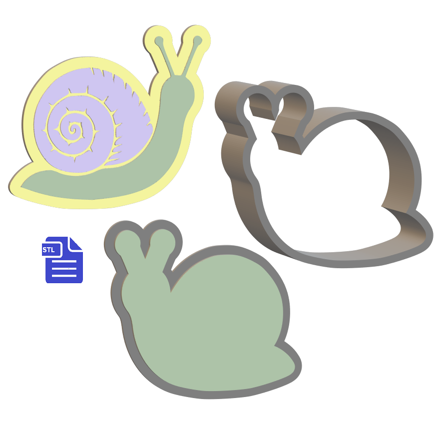 3pc Snail Bath Bomb Mold STL File - for 3D printing - FILE ONLY - The Crafts and Glitter Shop