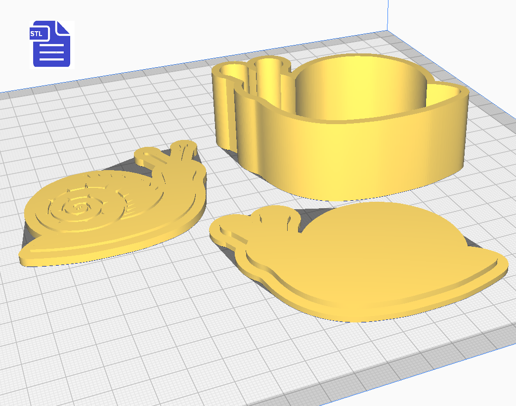 3pc Snail Bath Bomb Mold STL File - for 3D printing - FILE ONLY - The Crafts and Glitter Shop