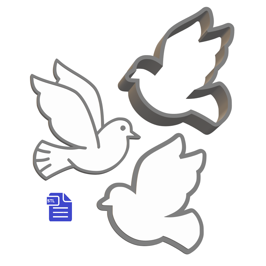 3pc Dove Bath Bomb Mold STL File - for 3D printing - FILE ONLY - The Crafts and Glitter Shop