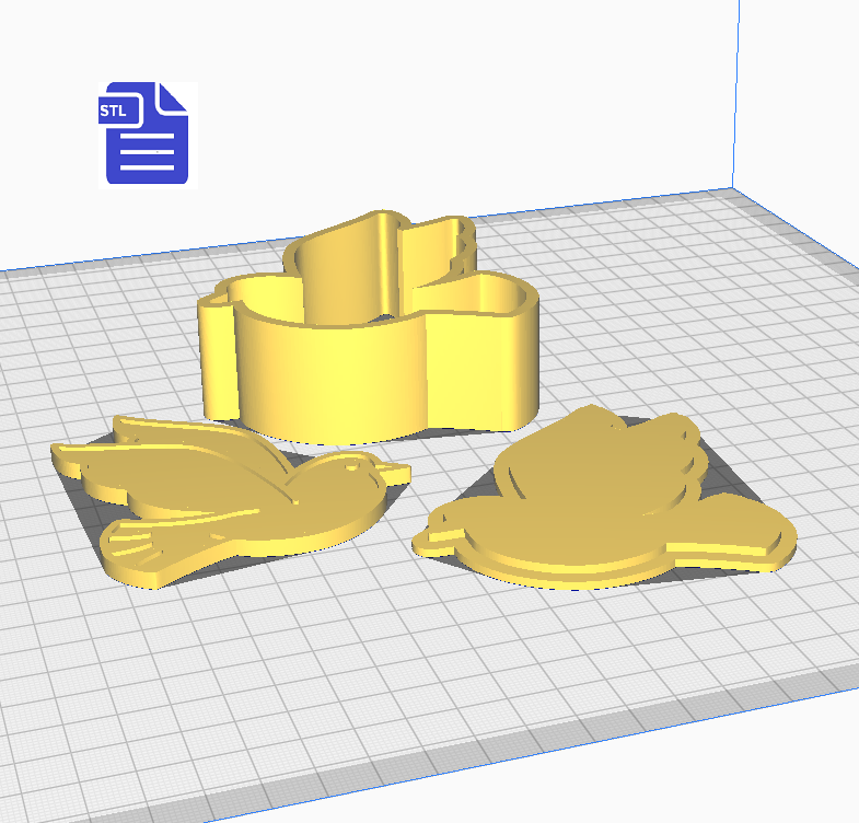 3pc Dove Bath Bomb Mold STL File - for 3D printing - FILE ONLY - The Crafts and Glitter Shop
