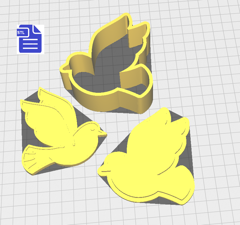 3pc Dove Bath Bomb Mold STL File - for 3D printing - FILE ONLY - The Crafts and Glitter Shop