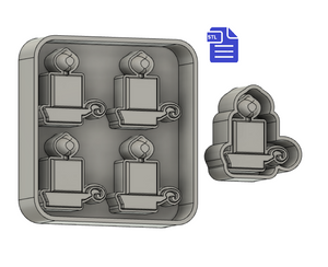 Candlestick in Holder Silicone Mold Housing STL File - for 3D printing - FILE ONLY - with tray to make your own silicone molds