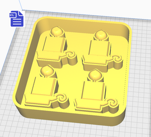 Candlestick in Holder Silicone Mold Housing STL File - for 3D printing - FILE ONLY - with tray to make your own silicone molds